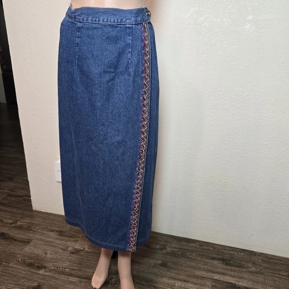 Rhythm Blue Women’s Embroidered Floral Denim Jacket Sz LgSkirt Maxi Set Size Med